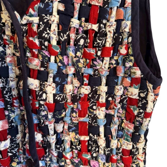 Vintage 90s Paul Harris Design Quilted Vest Size Large Boho Top Floral Patchwork - Picture 4 of 7